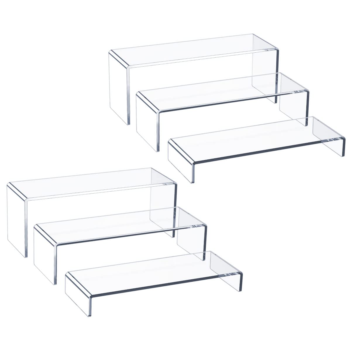HIIMIEI Acrylic Display Risers, 2 Sets 6 Pcs 9" Large Risers, Clear Stand for Cupcake Dessert, Acrylic Showcase Shelf