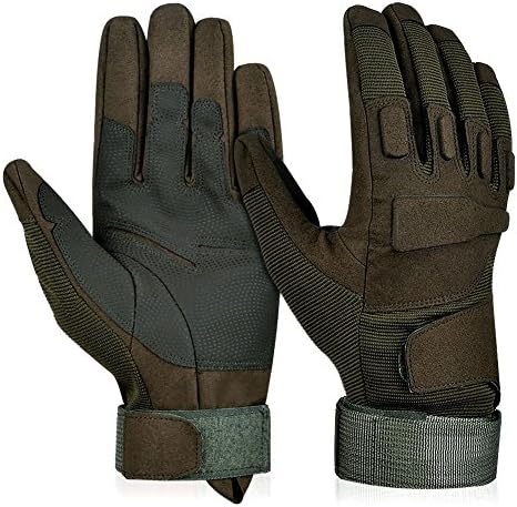 Adiew Full Finger Military Tactical Airsoft Hunting Riding Cycling Glove Anti-Vibration Mountain Bike Slip-Proof Motorcycle Road Racing Bicycle Glove Shockproof Outdoor Sports Short Glove(ARMY,Medium)