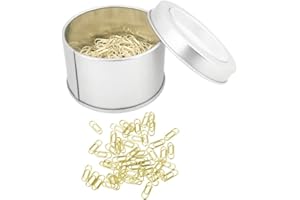 MEI YI TIAN 200 Thin Mini Paper Clip Gold Super Cute Tiny Paperclips 3/5 Inch Stainless Steel in Silver Tinplate Paper Clips Holder for Office School Home Desk Organizers (Gold Mini Paper Clips)