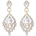 EleQueen Women's Gold-tone Austrian Crystal Teardrop Dangle Chandelier Sparking Earrings Clear