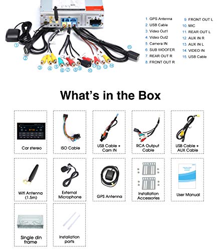 PUMPKIN 10.1 Inch Single Din Android 9.0 Car Stereo with GPS, WiFi, Support 128GB USB, Backup Camera, Android Auto, Detachable IPS Touch Screen, 1 Din 2 Din Universal - Thumbnail 6