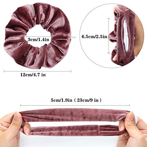 Jaolex 7-PACK Velvet Hair Scrunchies with Hidden Zipper Pocket- Stash Scrunchy Hair Ties Elastics Bobbles Hair Bands Bobble Scrunchy for Women, VSCO Girls and Teen