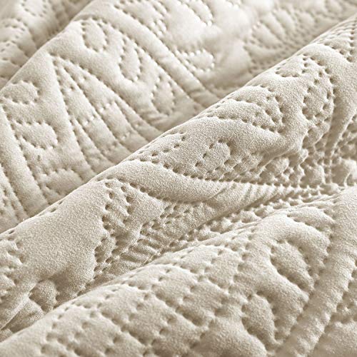 VEEYOO Bedspread Quilt Set King Size - Soft Microfiber Lightweight Coverlet Quilt Set for All Season, Quilt Set 2 Piece (1 Quilt, 2 Pillow Sham), Ivory