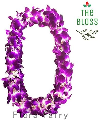 (Standard Purple) The Bloss - Alola Fresh Orchid Double Dendrobium Graduation Leis Celebrate For Event School Graduation Wedding Beach Mother Gift Birthday Party