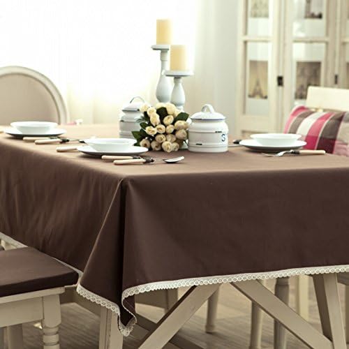 Elome Vintage Multi-Purpose Rectangular Cotton Linen Lace coffee Tablecloth, Washable Tablecloth Dinner Picnic Table Cloth Coffee Hall Home Decorative Cover Assorted Size (55 inch x 79 inch)