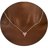 SUFOPE Dainty Heart Necklace for Women, 14k Gold Plated/Rose Gold/Silver Tiny Cute Heart Pendant Necklace Minimalist Choker CZ Necklace Jewelry Gifts for Women