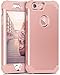 BENTOBEN iPhone 6S Case, iPhone 6 Case, 3 in 1 Hybrid Hard PC & Soft Silicone Heavy Duty Rugged Bumper Shockproof Anti Slip Full-Body Protective Case for iPhone 6/6S (4.7 inch), Rose Gold