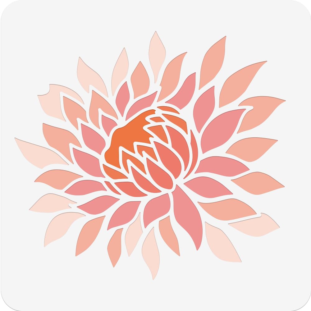 NBEADS Open Flower Painting Stencil, 30x30cm Reusable DIY Art and Craft Stencils Hollow Out Drawing Painting Template for Painting on Wood Fabric Paper Walls Canvas Furniture