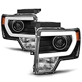ACANII - For NEW Black 2009-2014 Ford F150 Raptor LED Tube DRL Projector Headlights Headlamps Driver + Passenger Side