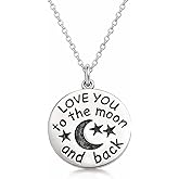 Love You to the Moon and Back Necklace – Sterling Silver Necklace for Women, 18” Cable Chain, Handmade Gift Jewelry, Minimalist Charm Necklace