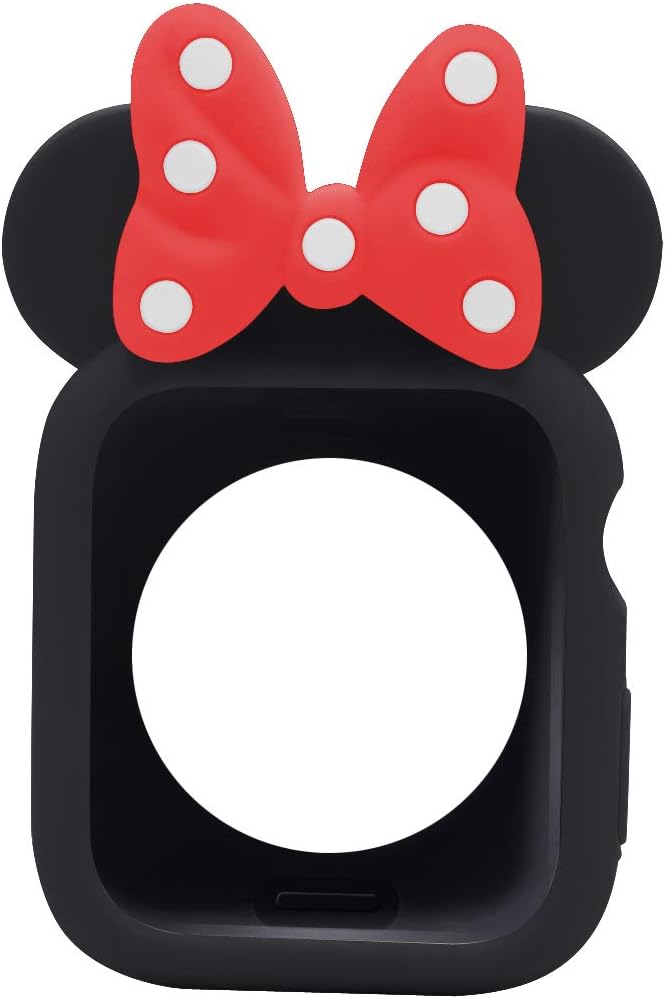 Cute Cartoon Style Full Body Soft TPU Bumper Case Lovely Polka Dots Bowknot Protective Frame Anti-Scratch Cover Compatible with 40mm Apple Watch Series 4/5/6 & SE (Black/Red)