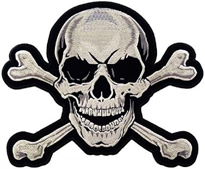 Skull and Crossbones Large Back Patch - Motorcycle Vest Biker Jacket