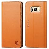 Galaxy S8 Plus Case, SHIELDON Genuine Leather Galaxy S8 Plus Wallet Case with Foldable Cover ID Card Slots and Kickstand Feature without Magnet for Samsung Galaxy S8 Plus - Brown