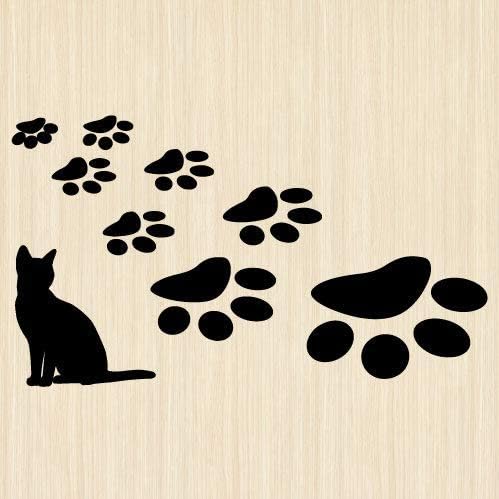 Amazon Co Jp ウォールステッカー 黒猫の足跡 ネコ ねこ 動物 シール Diy 工具 ガーデン