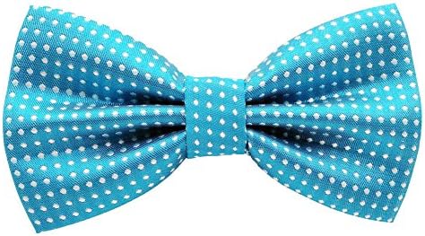 Mens Classic Polyester Polka Dots Bow Ties Pre-tied (Turquoise)