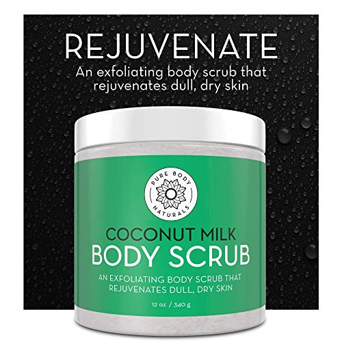 Face Scrub and Body Scrub Gift Set with Himalayan Salt Facial Scrub, Coconut Milk Body Scrub, and Tea Tree Oil Foot Scrub - Self Care Gifts for Women and Men - by Pure Body Naturals (3 x 12 oz jars)