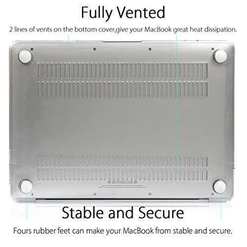 UESWILL 2in1 Glossy Crystal Clear See Through Hard Shell Case with Silicone Keyboard Cover for 12" MacBook with Retina Display (Fits Model: A1534) + Microfibre Cleaning Cloth, Transparent
