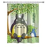 summer007 Totoro Shower Curtain,Japanese Anime Character Custom Made Waterproof Polyester Fabric Shower Curtain for Bathroom, Bathroom Accessories with Hooks, 71X 71 in
