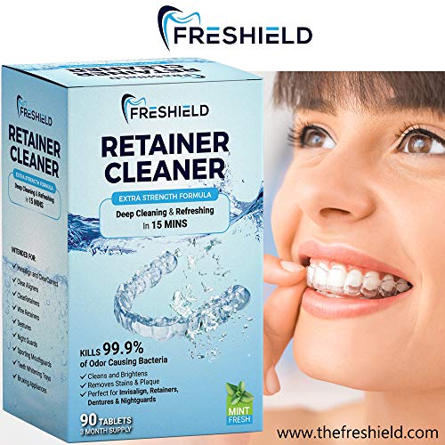 FRESHIELD Retainer & Denture Cleaner Tablets Remove Stain Plaque Bad