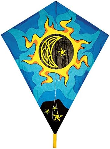 40" Sun &amp; Moon Diamond Skydog Kite, 40"x33" Sail, Fiberglass Frame, Ripstop Nylon, 30LB Line