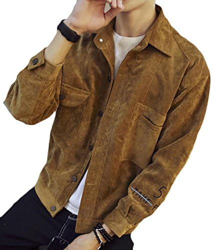 Earnest Men's Loose Corduroy Western Trucker Jacket Khaki XL