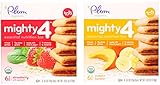 Plum Organics Tots Mighty 4 Essential Nutrition Bar Variety Bundle: (1) Strawberry with Spinach 4.02oz and (1) Pumpkin Banana 4.02oz (2 Pack Total)