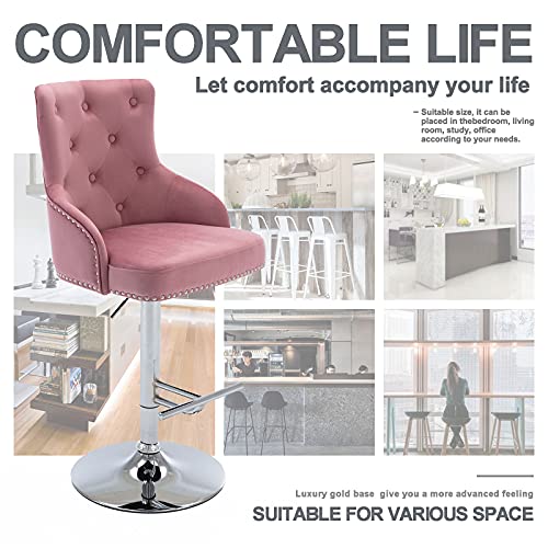 DMF Furniture Velvet Bar Stools Chairs with High Back Arms, Height