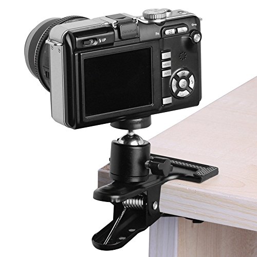 Slow Dolphin Tripod Camera Clip Clamp Flash Reflector Holder Mount with 1/4 Inch Screw 360 Degree Swivel for Studio Backdrop Camera SLR, Digital SLR, Video Came(Black)