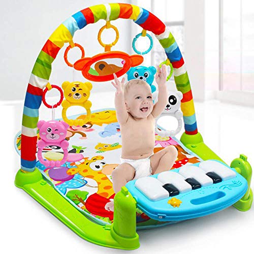 Large Baby Play Mat,Fitness Bodybuilding Rack Pedal Piano Music Play Mat Blanket Activity Gym Toy Kick Piano Light Sound Baby Girl Boy,0-18Month - Thumbnail 3
