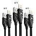 Aimus Phone Charger Cable, 3 Pack 4FT+4FT+6FT Cotton Braided Data Cable Line with LED Light USB Charger Cable Gaming Charging Cable Cord Compatible with iPhone X/8/7/6/6s/5/, iPad and iPod- Black