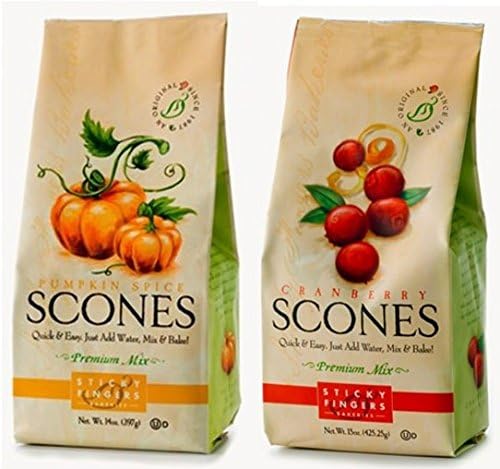 Sticky Fingers Bakeries Premium Scone Variety Mix, Pumpkin Spice and Cranberry (Pack of 2)