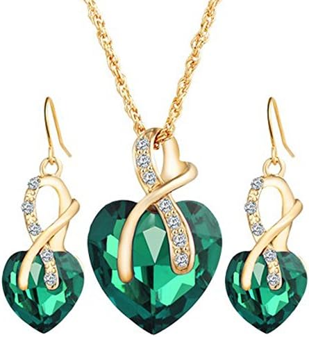 AOmahh Heart Shape Bridal Jewelry Set - Women's Crystal Love Necklace Love Earrings Elegant Jewelry Set for Wedding Party Prom Bride Bridesmaids
