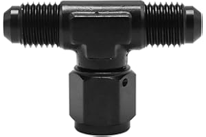 Saihisday 4AN Male T-Shaped Fitting, AN4 Female Swivel Connection, Black Aluminum Construction for Enhanced Performance