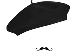 UTOWO Frenchman Beret Women Men, Mustache Halloween Mime Costume Accessory Beanie Caps Classic Wool Winter French Hat Free Size