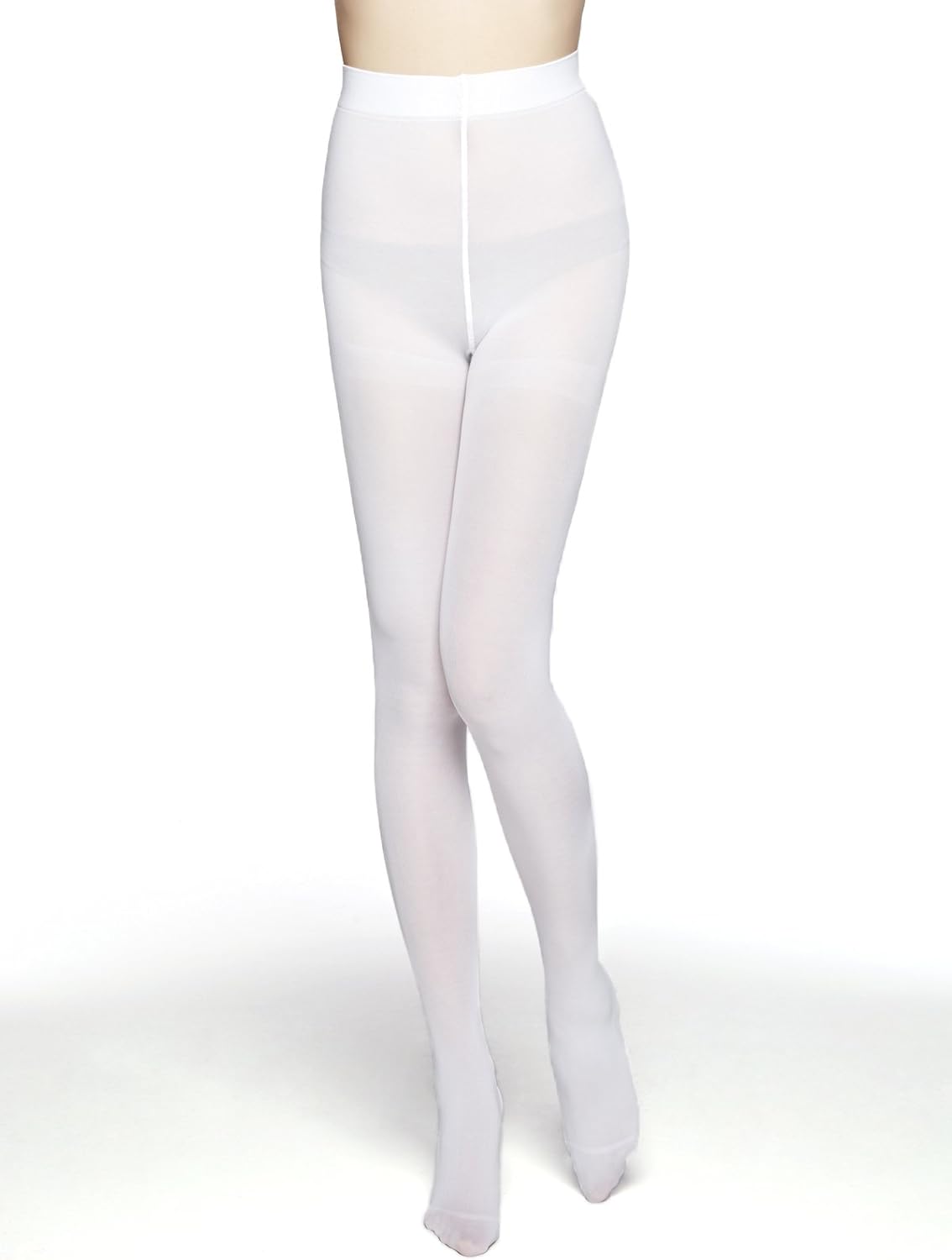 Women's 80 Den Microfiber Soft Opaque Tights (White): Clothing