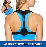 Back Posture Corrector for Women and Men, Adjustable Posture Support Clavicle Brace Trainer Upper Back Straightener with Two Pads for Hunchback, Slouching, Rounded Shoulder, Neck Pain Relief Black