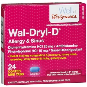 Walgreens Wal-Dryl-D Allergy & Sinus Relief, Mini Tabs, 24 ea