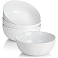 WishDeco Cereal Bowls Set of 4, Ceramic Soup Bowls, 20 Ounce Breakfast Bowls, 6" White Bowl for Dessert, Oatmeal, Pasta, Noodle, Salad, Rice, Microwave & Dishwasher Safe