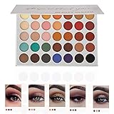 Beauty Glazed Professional Cosmetic Matte Shimmer Eyeshadow Palette 35 Color With Drop Shaped Cotton Pad Long Lasting Eyeshadow Palette Powder(35 Color+1PCS)
