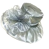 LETSQK Women's Kentucky Derby Church Dress Organza Wide Brim Sun Hat