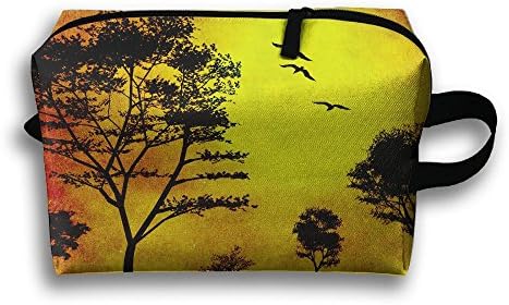 Sunset Trees Painting Travel Bag Toiletries Bag Phone Coin Purse Cosmetic Pouch Pencil Case Tote Multifunction Organizer Storage Bag