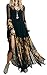 R.Vivimos Women Chiffon Flower Printing Split Asymmetrical Long Dresses XLarge