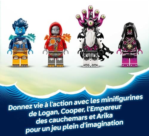 DREAMZzz 2-en1 Le Vaisseau-Dino - Figurine de Dinosaure se Transformant en Stégosaure avec Armure - 4 Minifigurines & 2 Cristo-Créatures Collector - Cadeau pour Garçon dès 9 Ans 71514