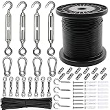 Belio String Light Hanging Kit,Stainless Steel Cable for Outdoor Lights,Globe String Light Suspension Kit Include 182 FT Wire Rope Cable Turnbuckle and Hooks