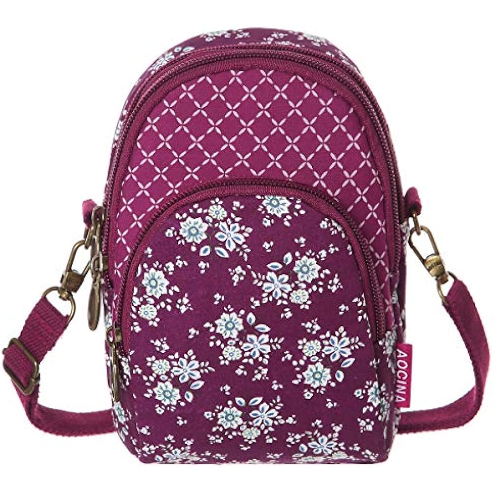 crossbody phone purse pattern Cell Phone Purse Wallet Canvas Flower Pattern Small Crossbody Bags Women (Red) | eBay