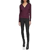 Calvin Klein Womens Long Sleeve Faux Wrap Sweater