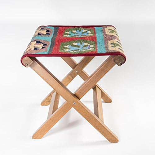 Portable bohemian stool, kilim rug chair and table base