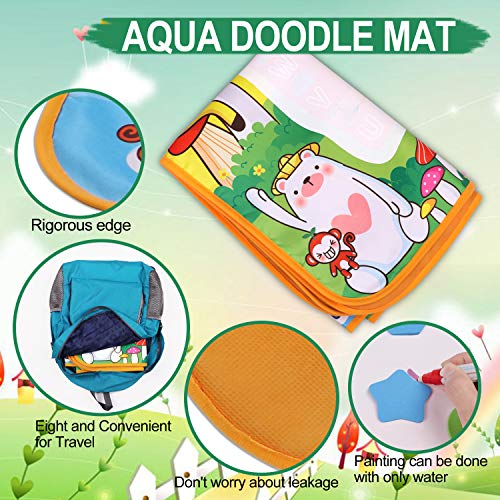 Miserwe Large Aqua Doodle Mat Water Writing Doodle Drawing Mat Neon Colors Board, with 25 Pack Drawing Accessories for Kids Toys Toddlers Educational Girls Boys Size 39.3" X 27.5"