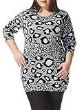 Alya Women Plus Size Long Sleeves Leopard Print Knit Tunic Top