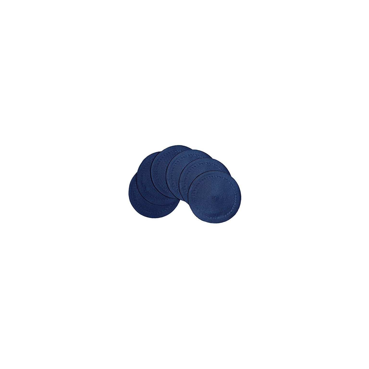Benson Mills Braided Edge Round Placemats (Set of 6), 15", Navy LAVORIST